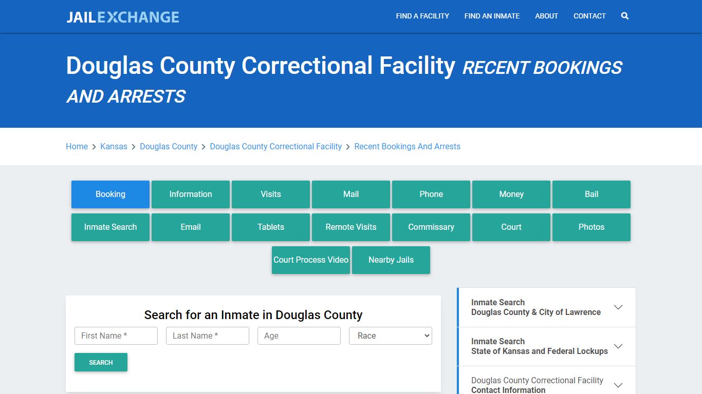 Douglas County Correctional Facility KS Recent Arrests and Bookings